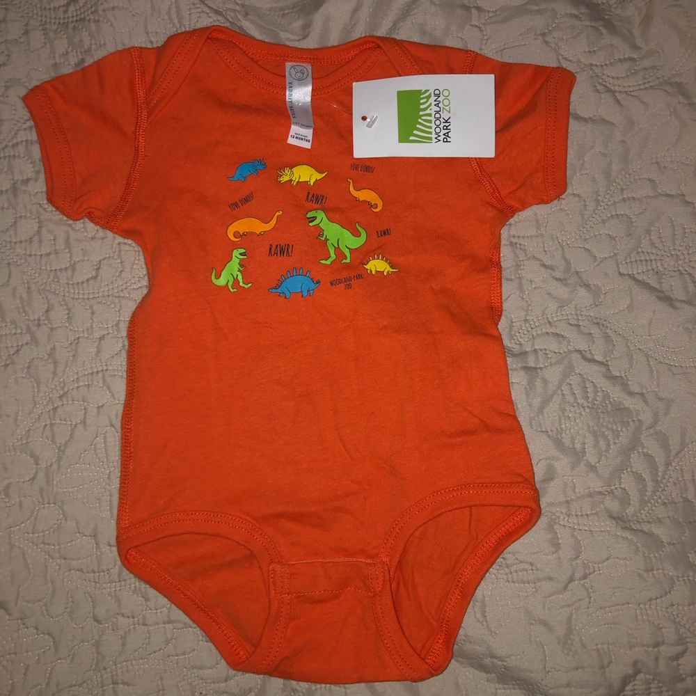 (Rabbit Skins) Orange and Green Bodysuit Playful Dinosaur Design 🧡